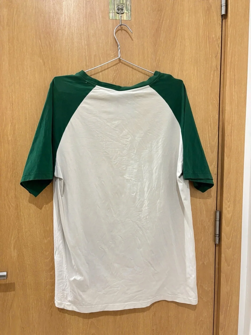 adidas White and Green Raglan Baseball Tee